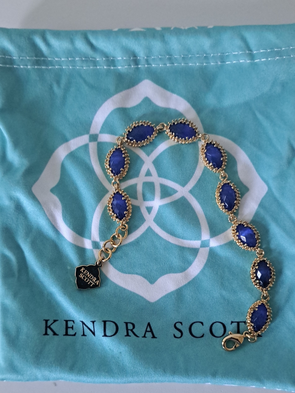 Kendra Scott Gold Bracelet with Cobalt Blue Stones